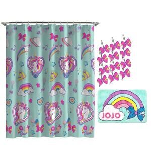 NEW Retro Rainbow Nickelodeon JoJo Siwa 14 Piece Bathroom Set Blue Hot Pink